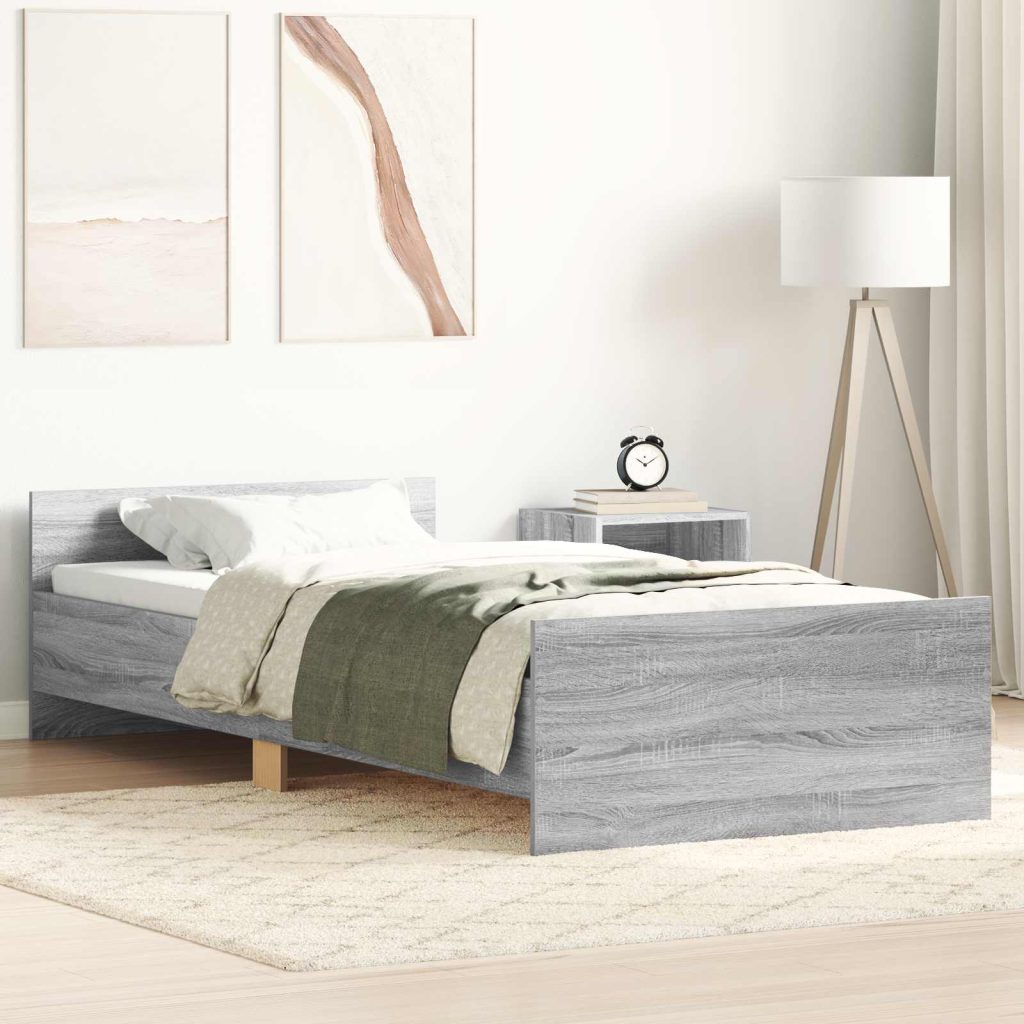 Sängyn runko päädyllä Harmaa Sonoma 80 x 200 cm Tekninen puu