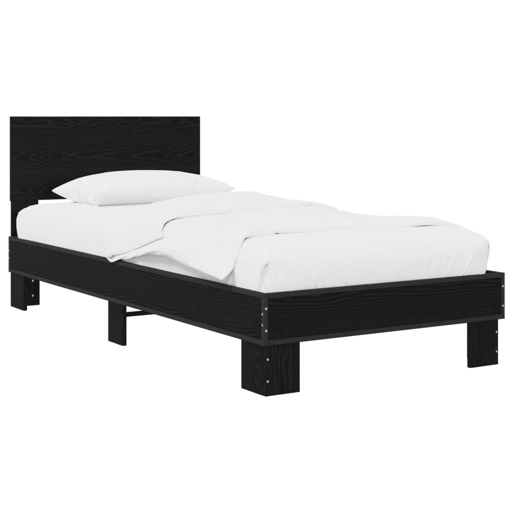 Sängyn runko päädyllä Musta tammi 80 x 200 cm Tekninen puu