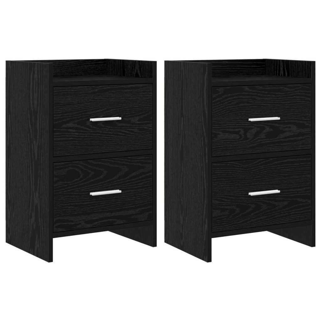Yöpöydät 2 pcs Musta tammi 40 x 30 x 60 cm Tekninen puu