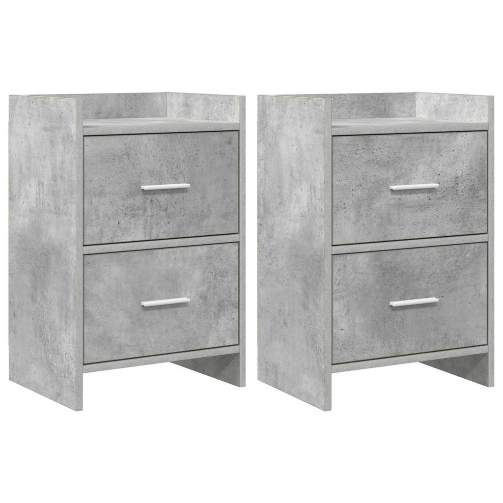 Yöpöydät 2 pcs Betoninharmaa 40 x 30 x 60 cm Tekninen puu
