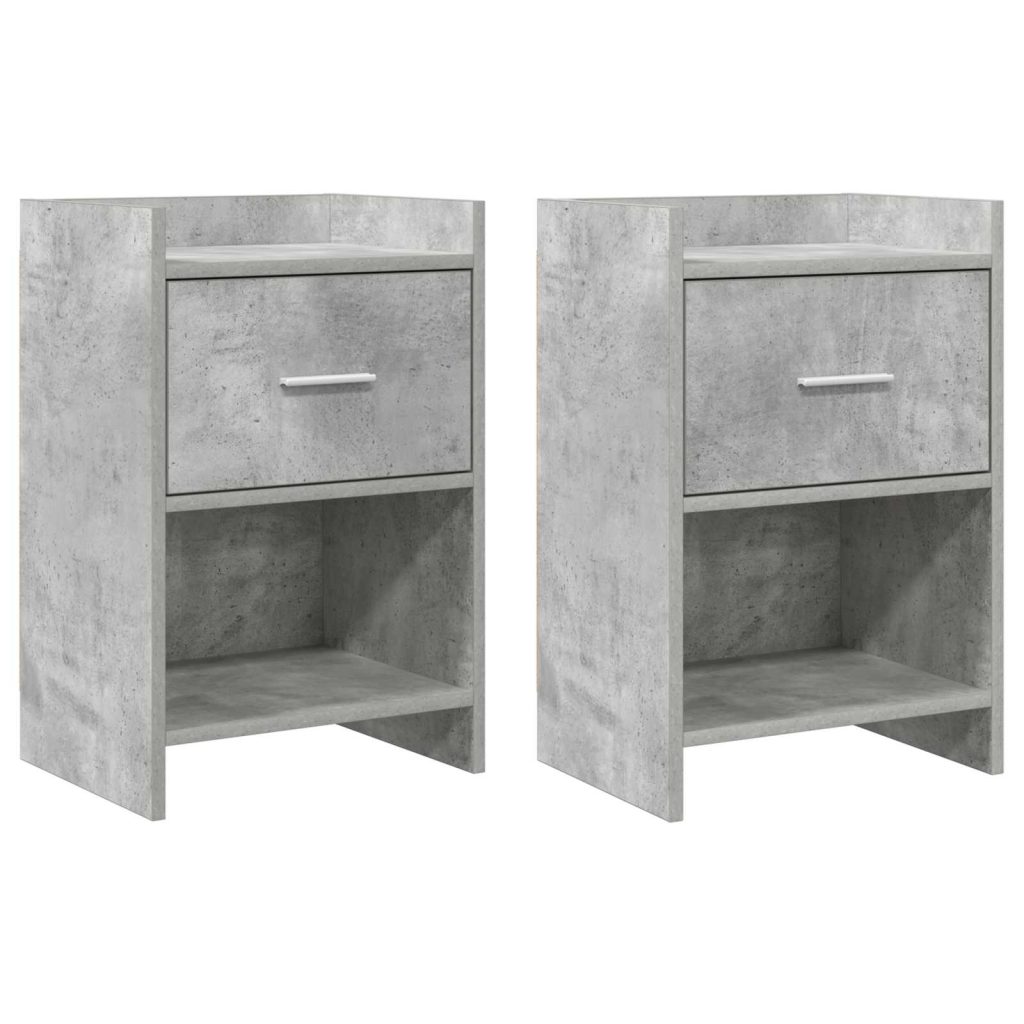 Yöpöydät 2 pcs Betoninharmaa 40 x 30 x 60 cm Tekninen puu