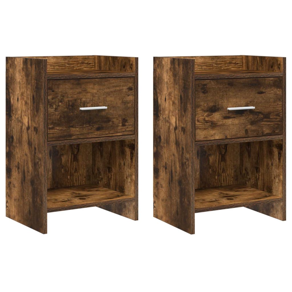 Yöpöydät 2 pcs Savutammi 40 x 30 x 60 cm Tekninen puu