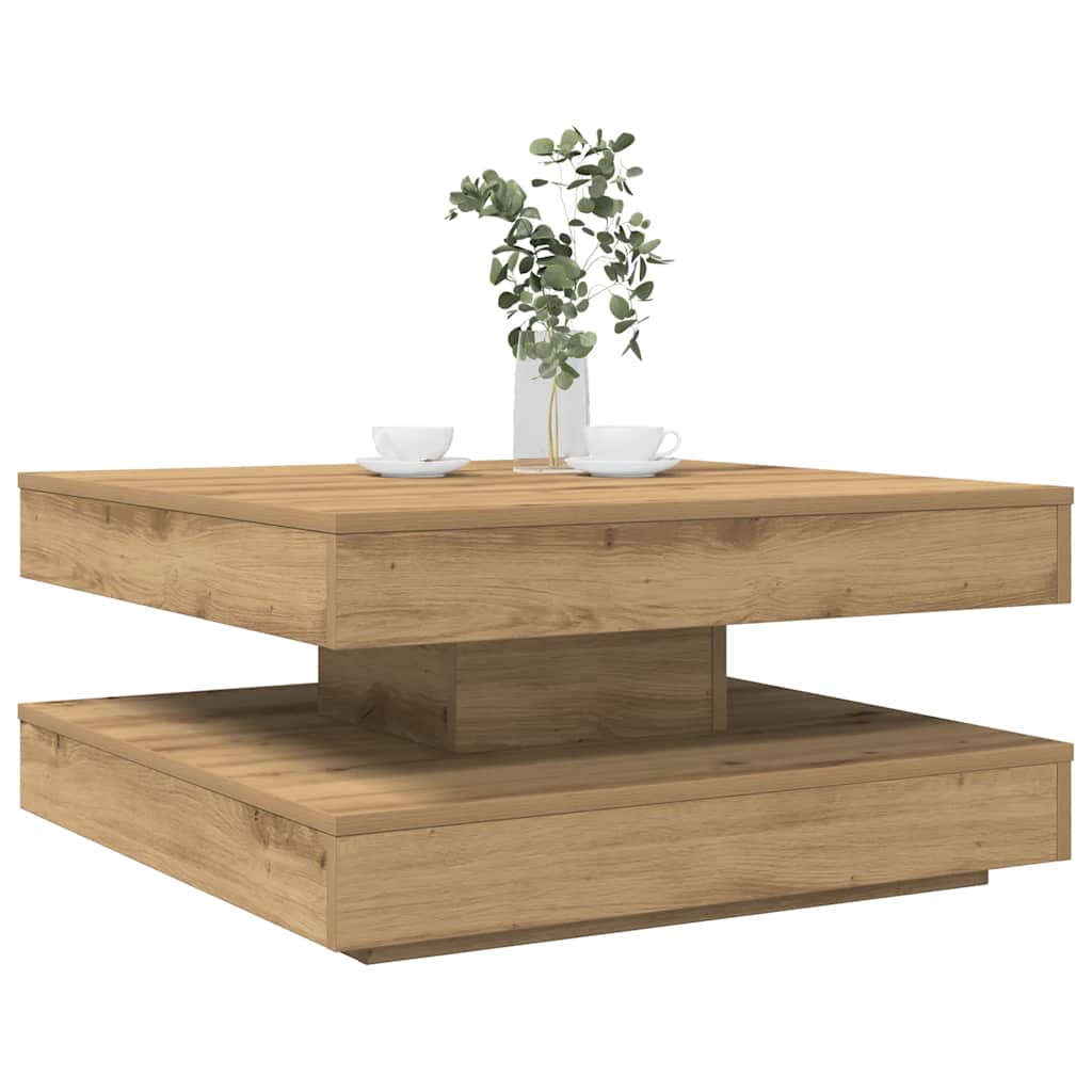 Sohvapöytä 360 astetta kääntyvä Artisan-tammi 70x70x34,5 cm