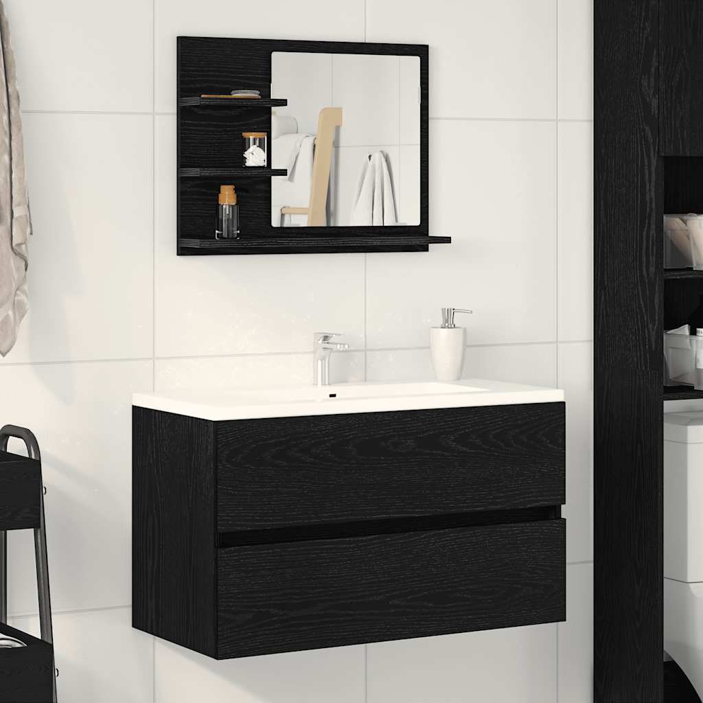 Kylpyhuoneen peili musta tammi 60x10,5x45 cm tekopuu