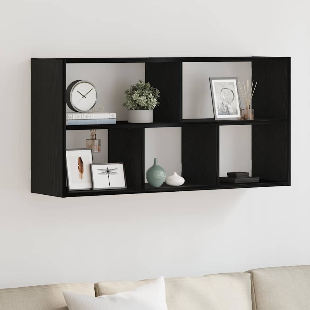 Seinähylly musta tammi 100x25x50 cm tekopuu