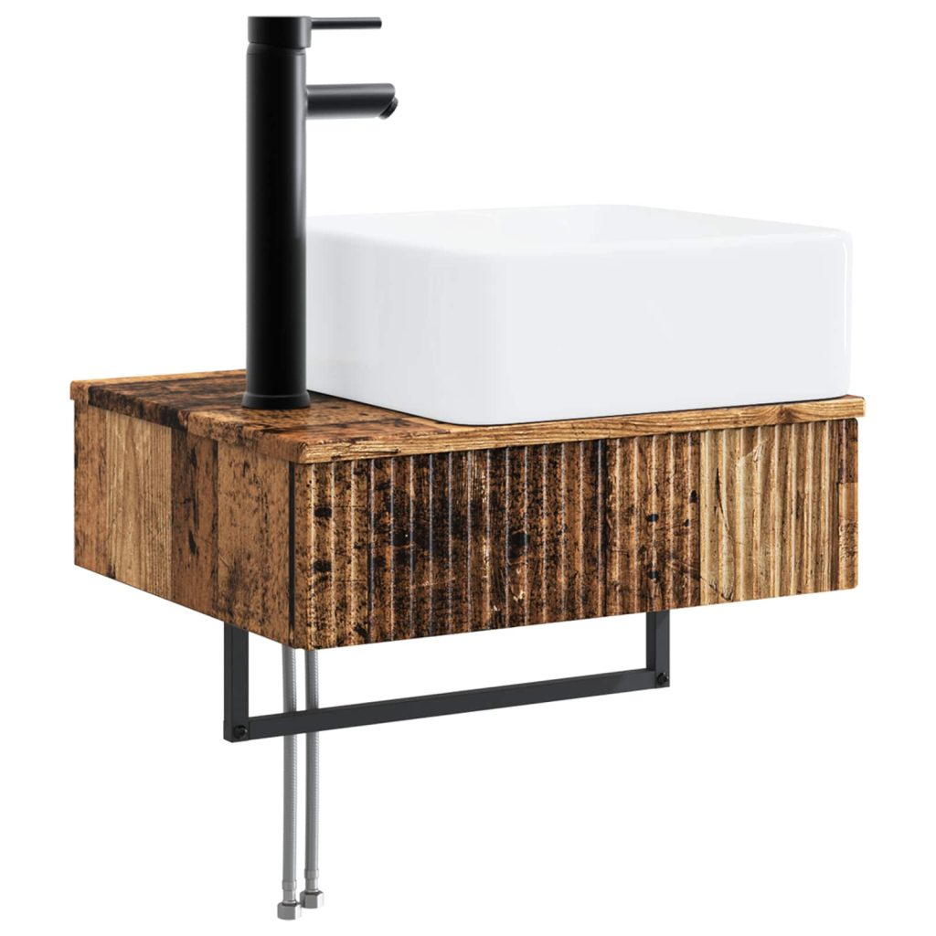 Seinälle kiinnitettävä pesuallas Vanha puu 53 x 35 x 39 cm