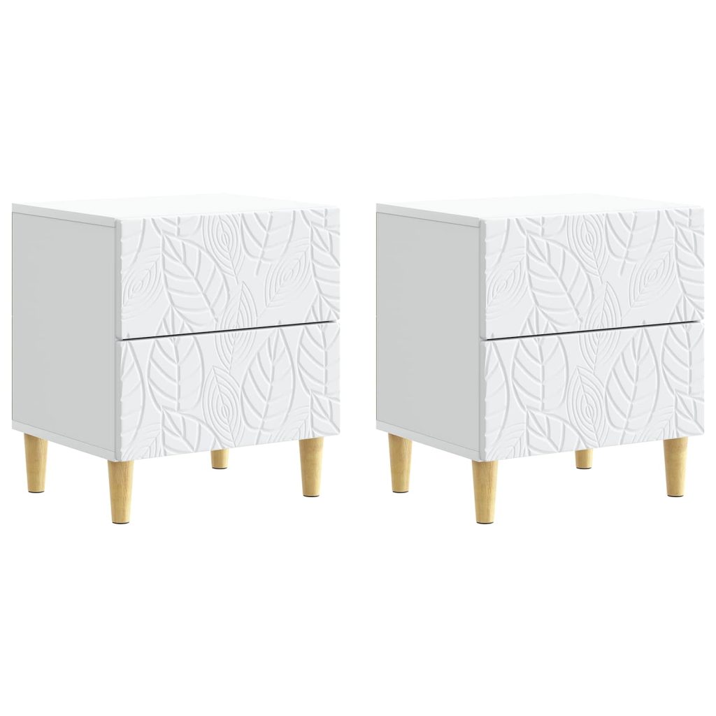 Yöpöytä 2 pcs valkoinen 43 x 34,5 x 48 cm Tekninen puu
