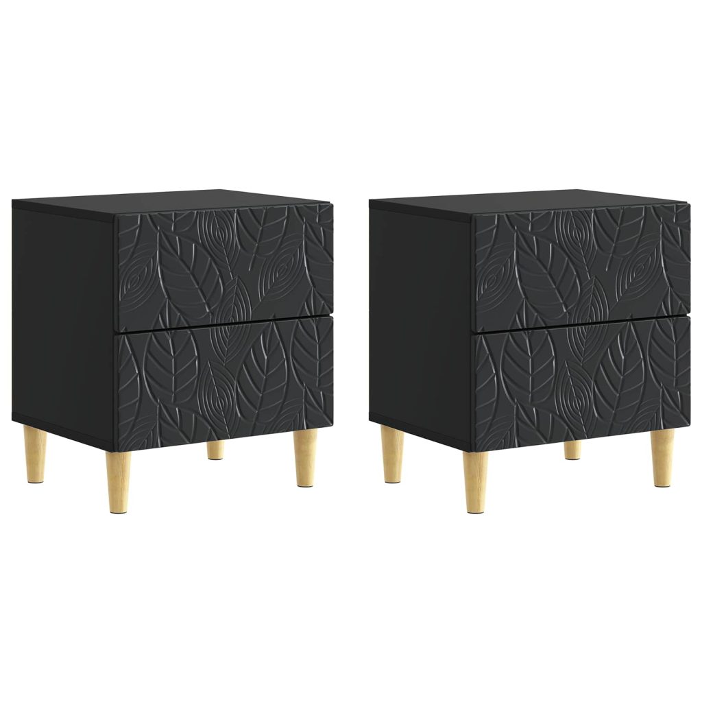 Yöpöytä 2 pcs Musta 43 x 34,5 x 48 cm Tekninen puu