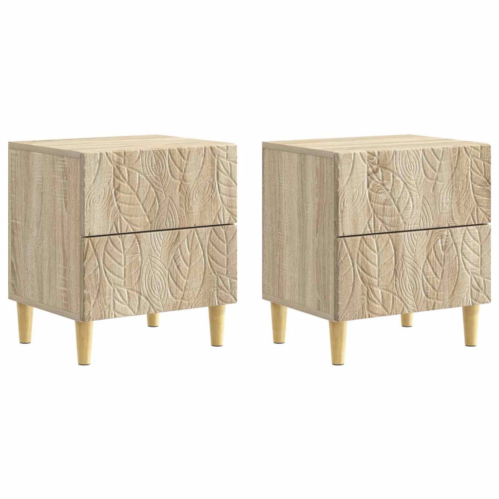 Yöpöytä 2 pcs Sonoma-tammi 43 x 34,5 x 48 cm Tekninen puu