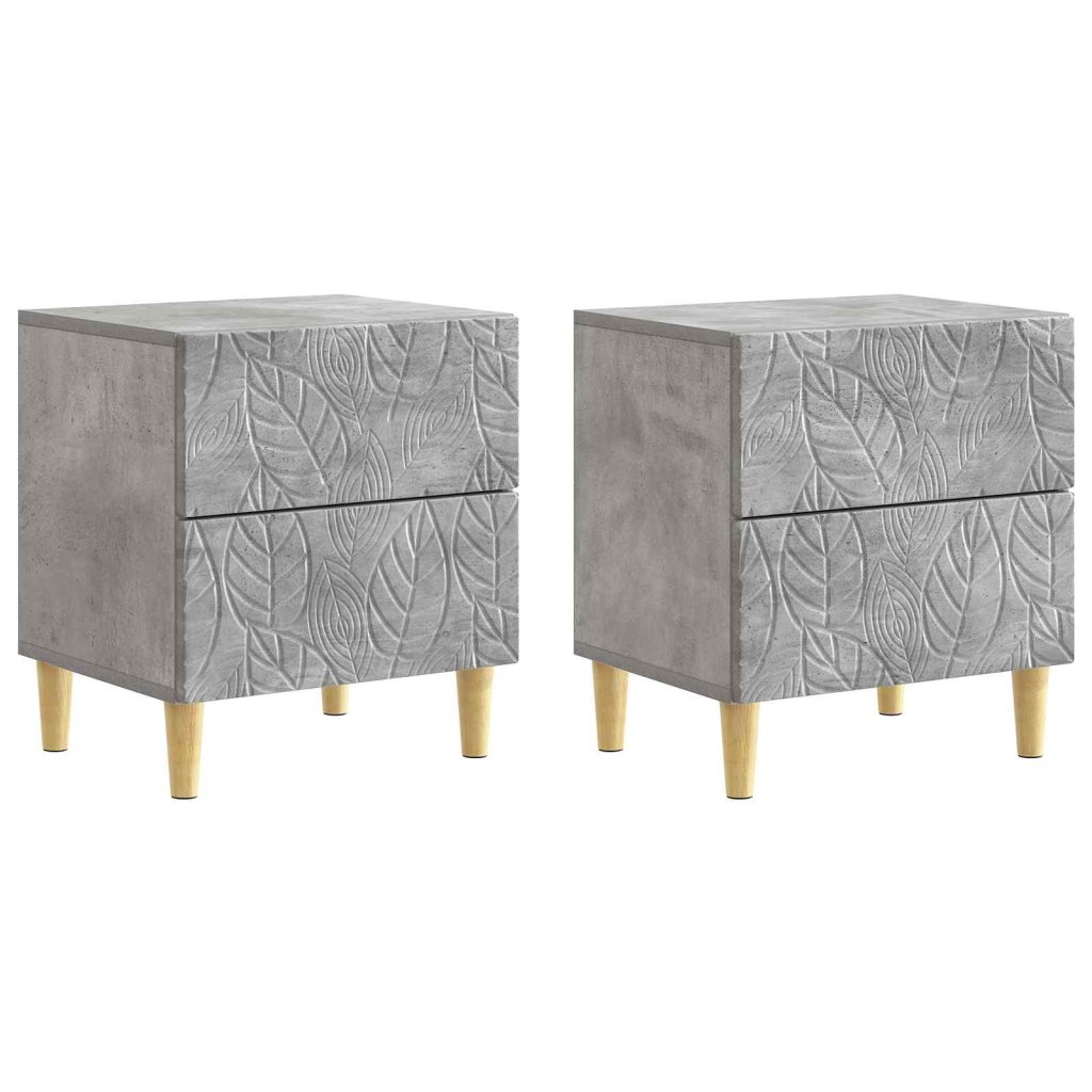 Yöpöytä 2 pcs Betoninharmaa 43 x 34,5 x 48 cm Tekninen puu