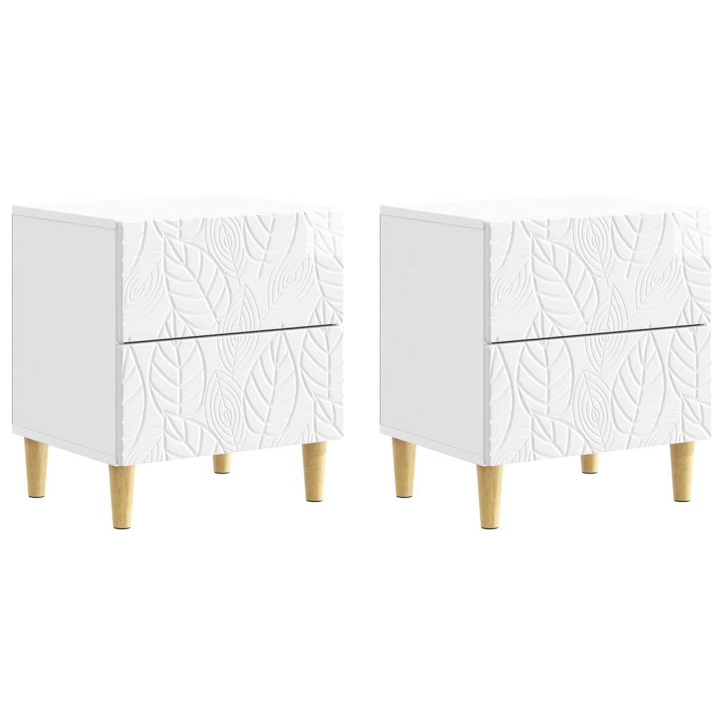 Yöpöytä 2 pcs Korkeakiiltoinen valkoinen 43 x 34,5 x 48 cm