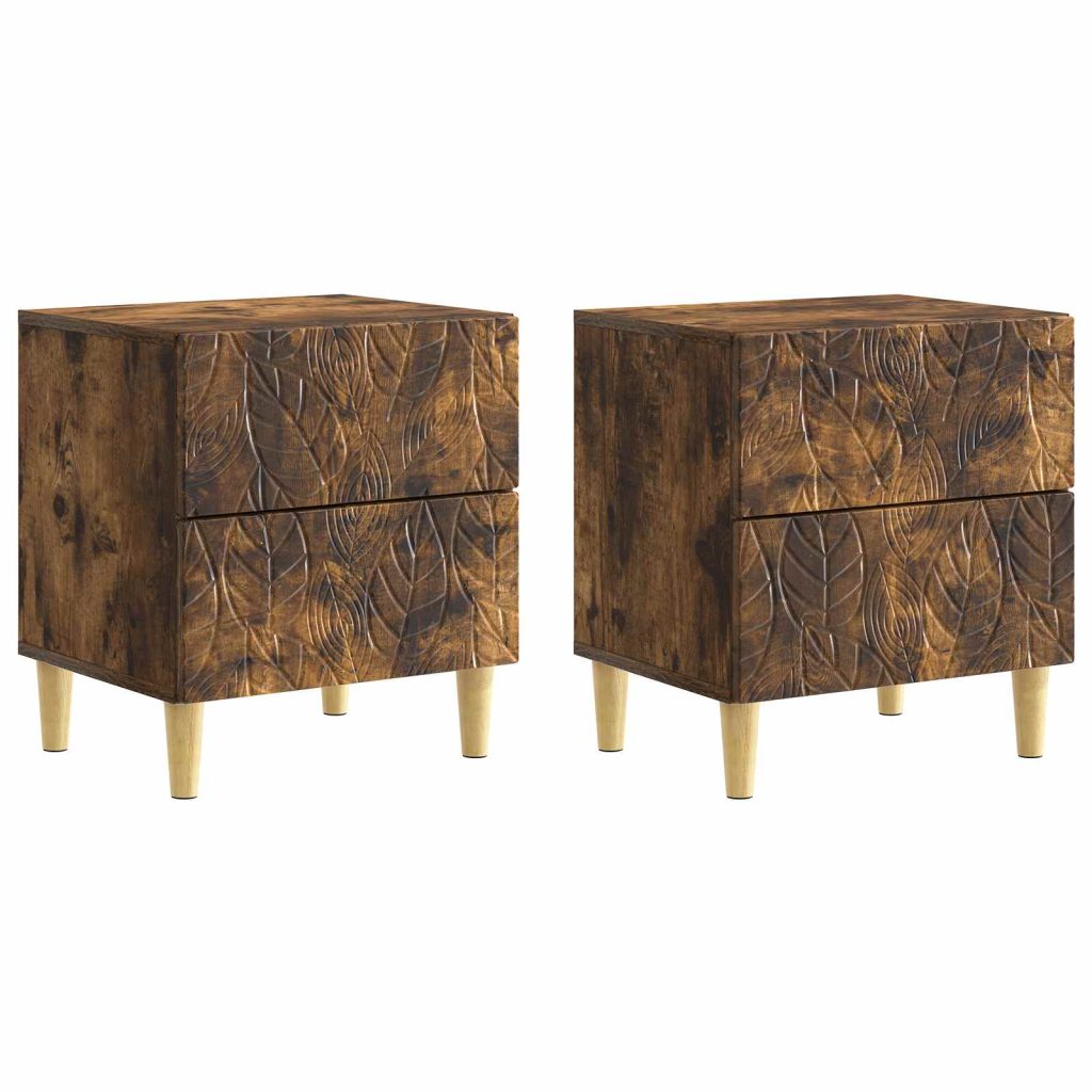 Yöpöytä 2 pcs Savutammi 43 x 34,5 x 48 cm Tekninen puu