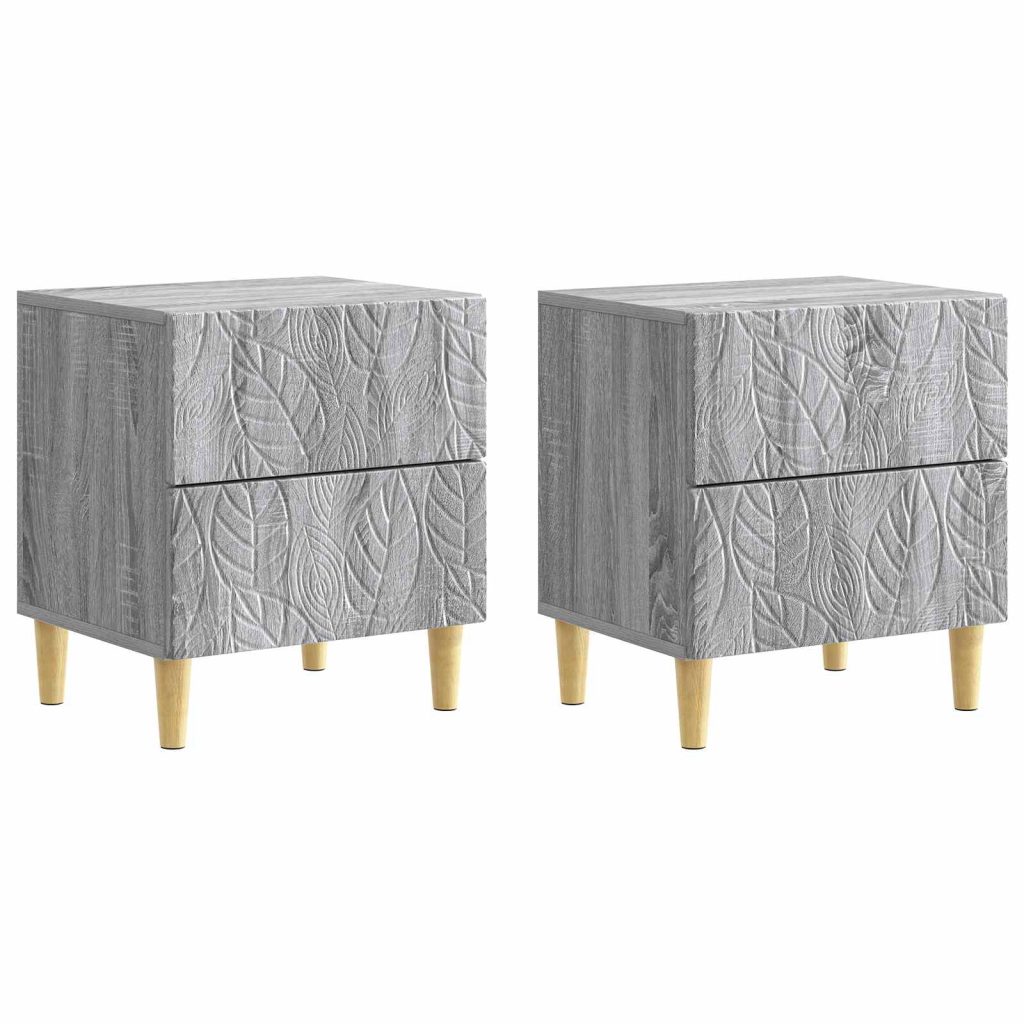 Yöpöytä 2 pcs Harmaa Sonoma 43 x 34,5 x 48 cm Tekninen puu