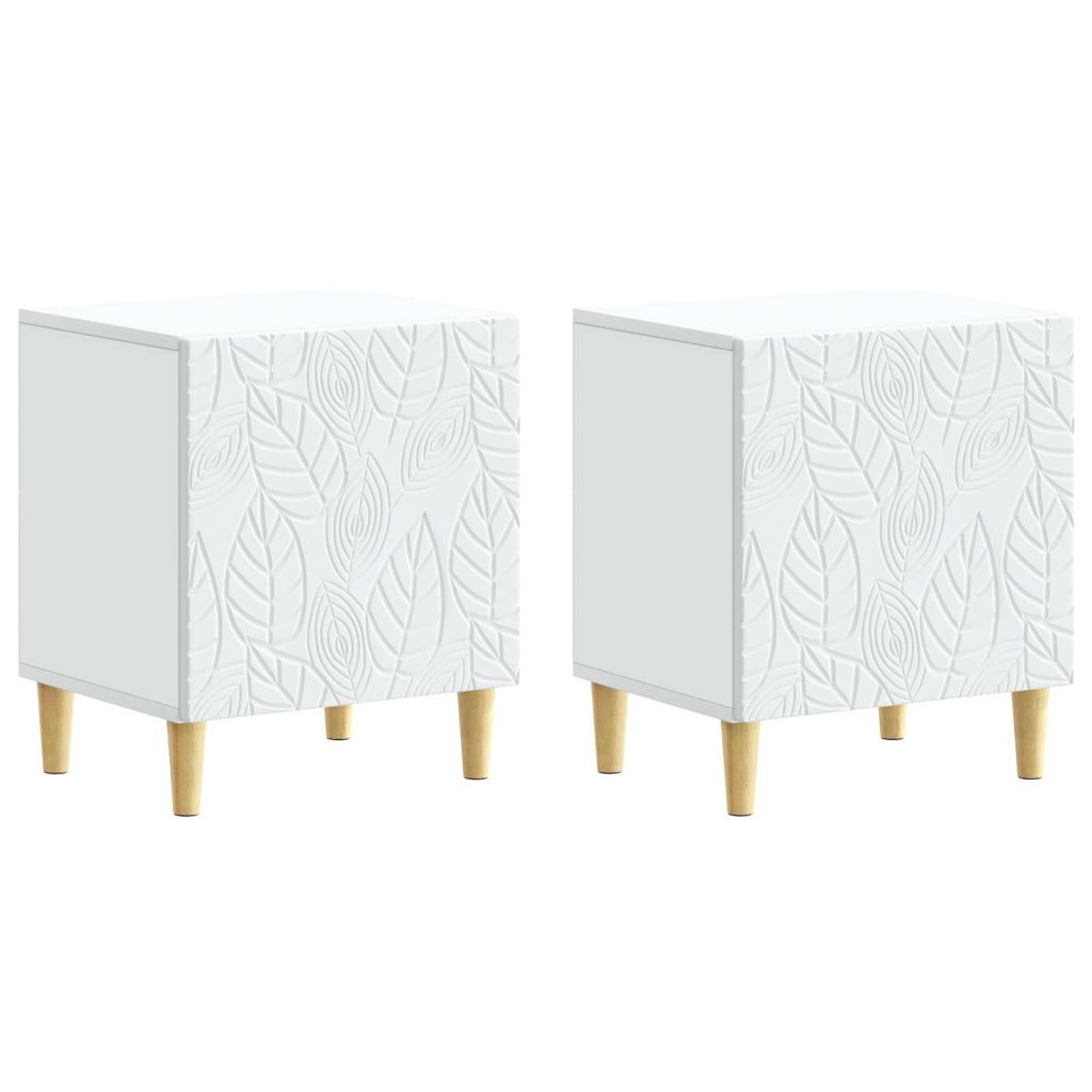 Yöpöytä 2 pcs valkoinen 43 x 34,5 x 50 cm Tekninen puu