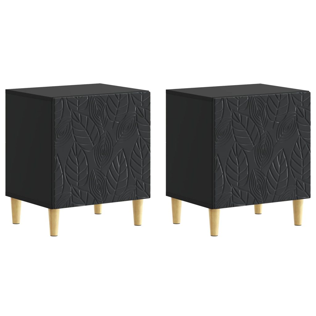 Yöpöytä 2 pcs Musta 43 x 34,5 x 50 cm Tekninen puu