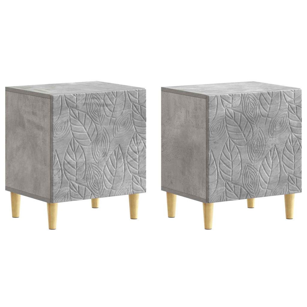 Yöpöytä 2 pcs Betoninharmaa 43 x 34,5 x 50 cm Tekninen puu