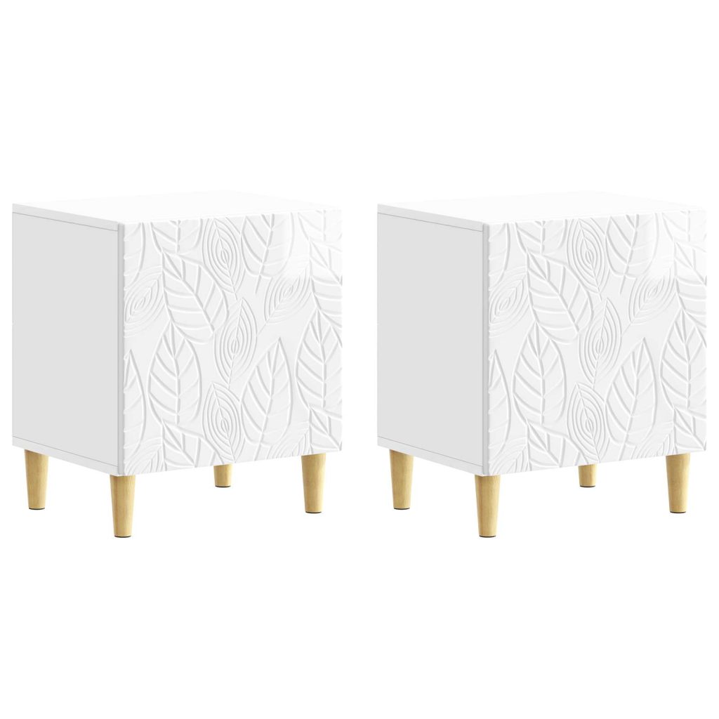 Yöpöytä 2 pcs Korkeakiiltoinen valkoinen 43 x 34,5 x 50 cm