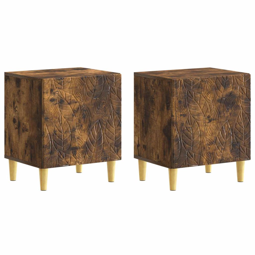 Yöpöytä 2 pcs Savutammi 43 x 34,5 x 50 cm Tekninen puu