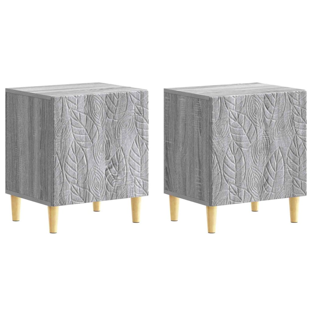 Yöpöytä 2 pcs Harmaa Sonoma 43 x 34,5 x 50 cm Tekninen puu