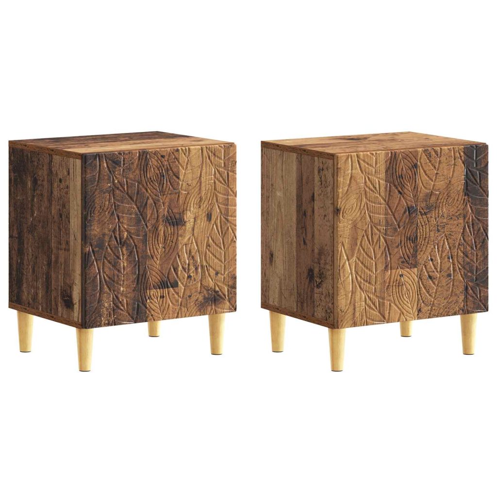 Yöpöytä 2 pcs Vanha puu 43 x 34,5 x 50 cm Tekninen puu