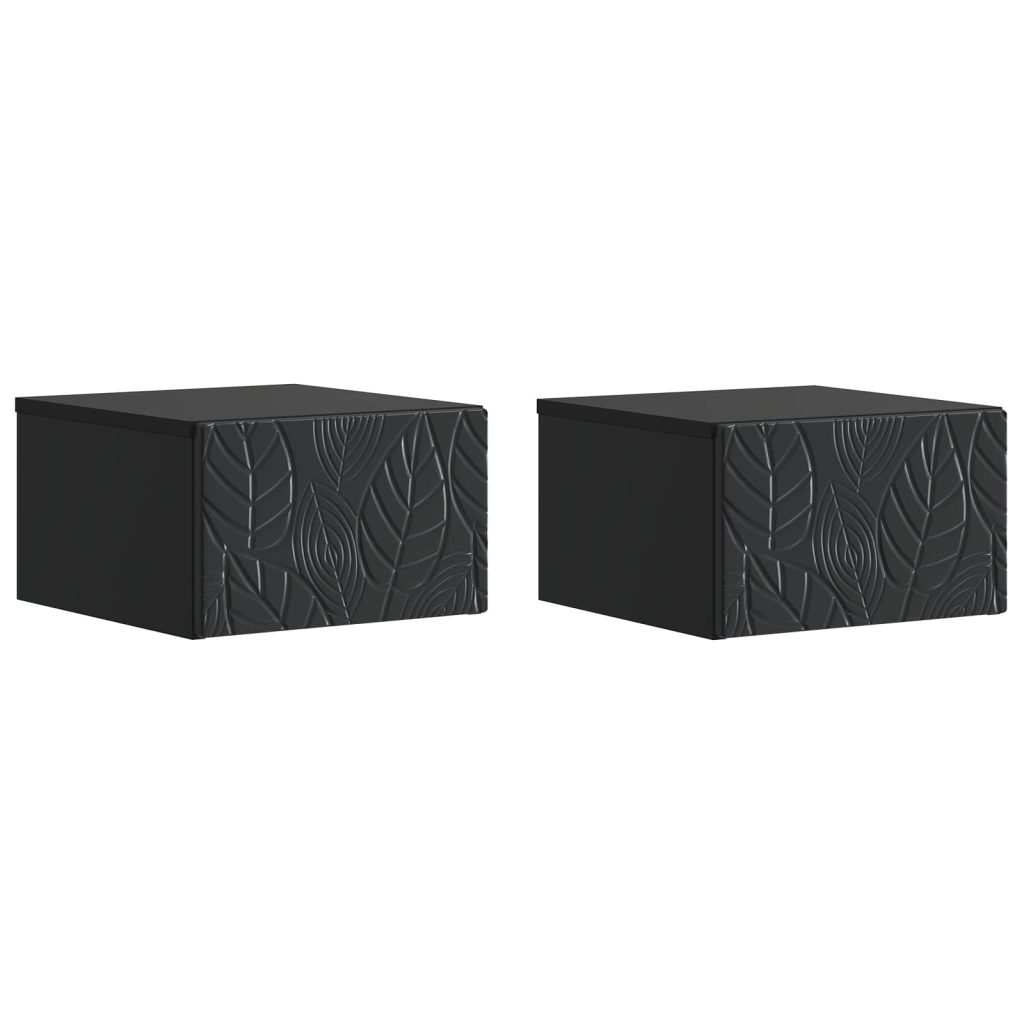 Seinälle Asennettava Sivupöytä 2 pcs Musta 34,5 x 33 x 20 cm