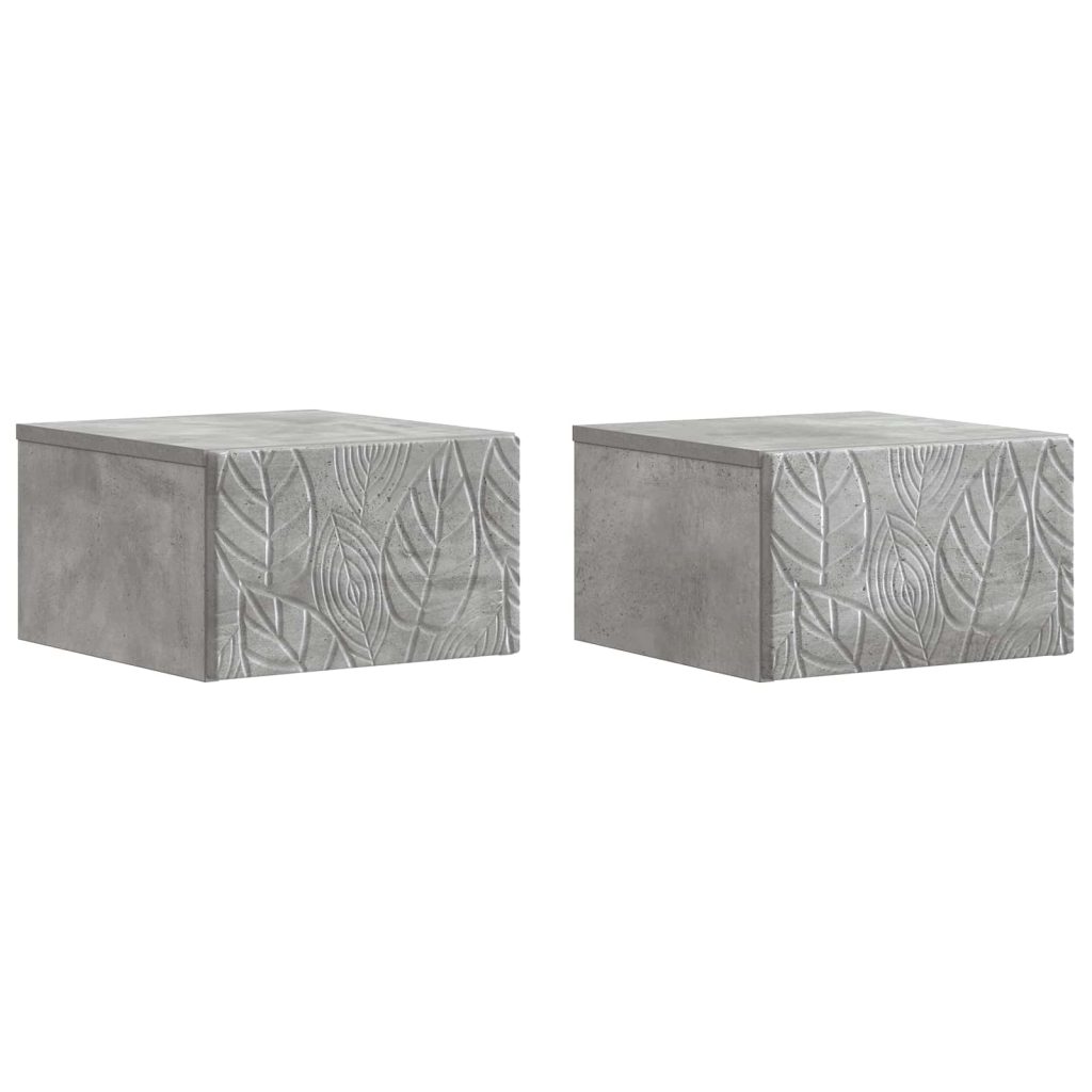 Seinälle Kiinnitettävä Yöpöytä 2 pcs Betoninharmaa