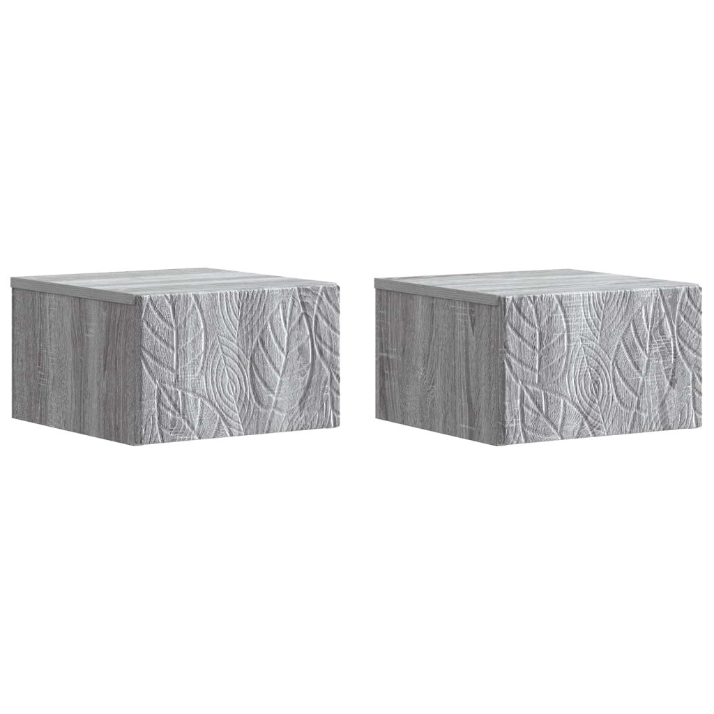 Seinälle Kiinnitettävä Yöpöytä 2 pcs Harmaa Sonoma