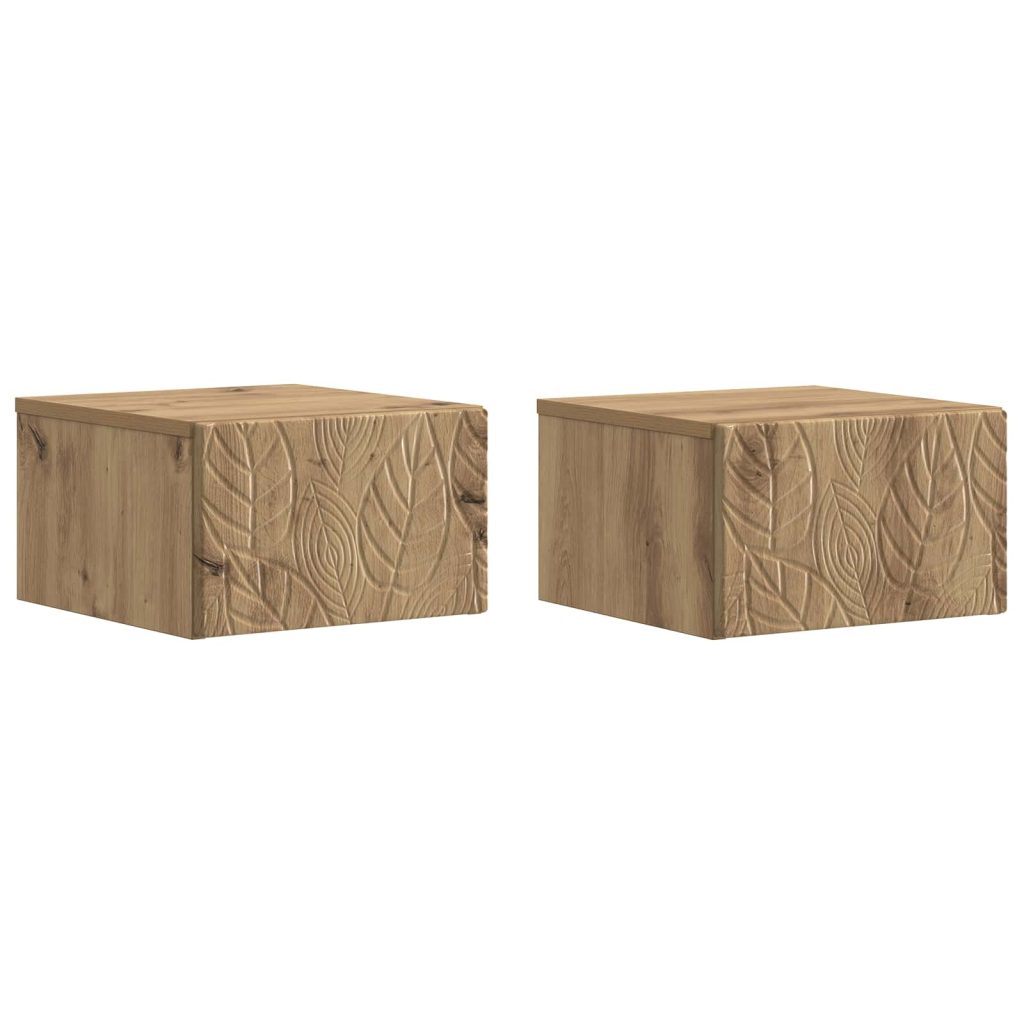 Seinälle Kiinnitettävä Yöpöytä 2 pcs Artisaanitammi