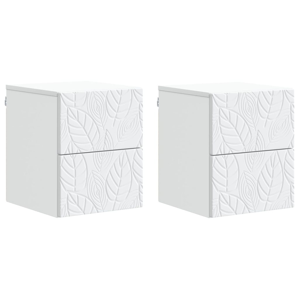Seinälle Kiinnitettävä Yöpöytä 2 pcs valkoinen
