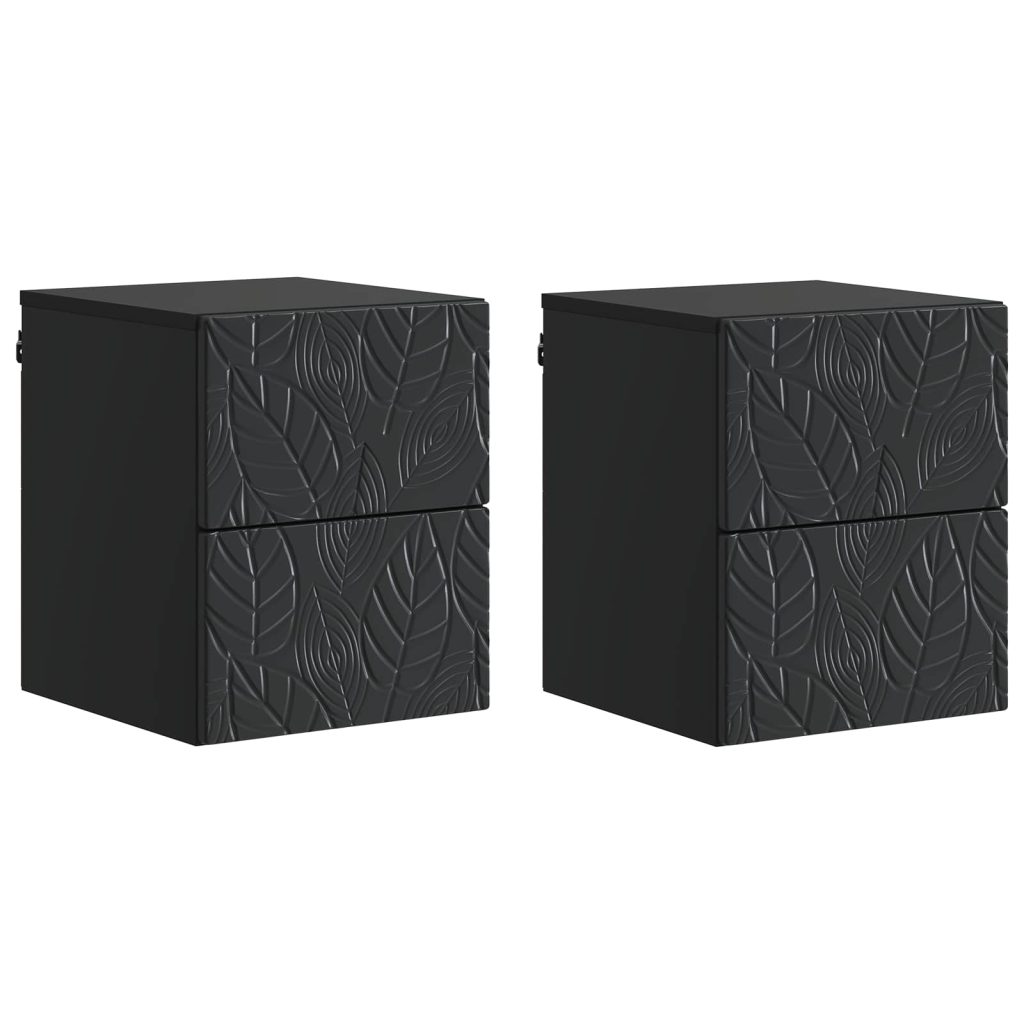 Seinälle Kiinnitettävä Yöpöytä 2 pcs Musta 34,5 x 33 x 40 cm