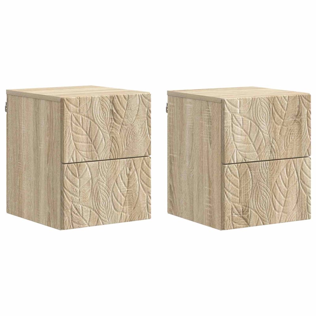 Seinälle Kiinnitettävä Yöpöytä 2 pcs Sonoma-tammi