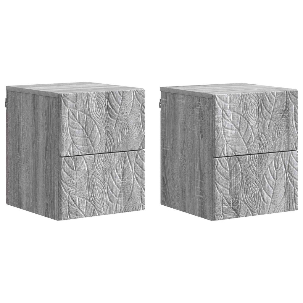 Seinälle Kiinnitettävä Yöpöytä 2 pcs Harmaa Sonoma