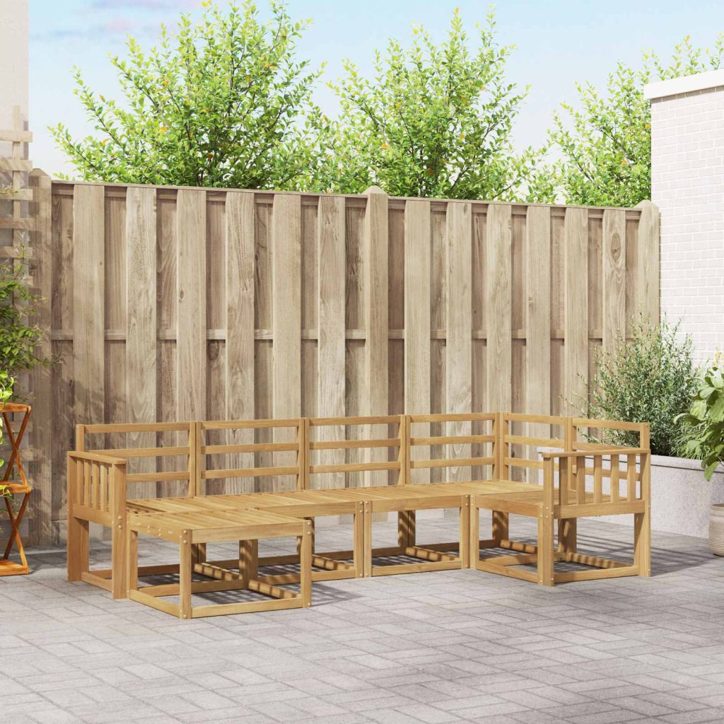 Ulkosohvakokoelma 6 pcs valkoinen Tiheä akasiapuu