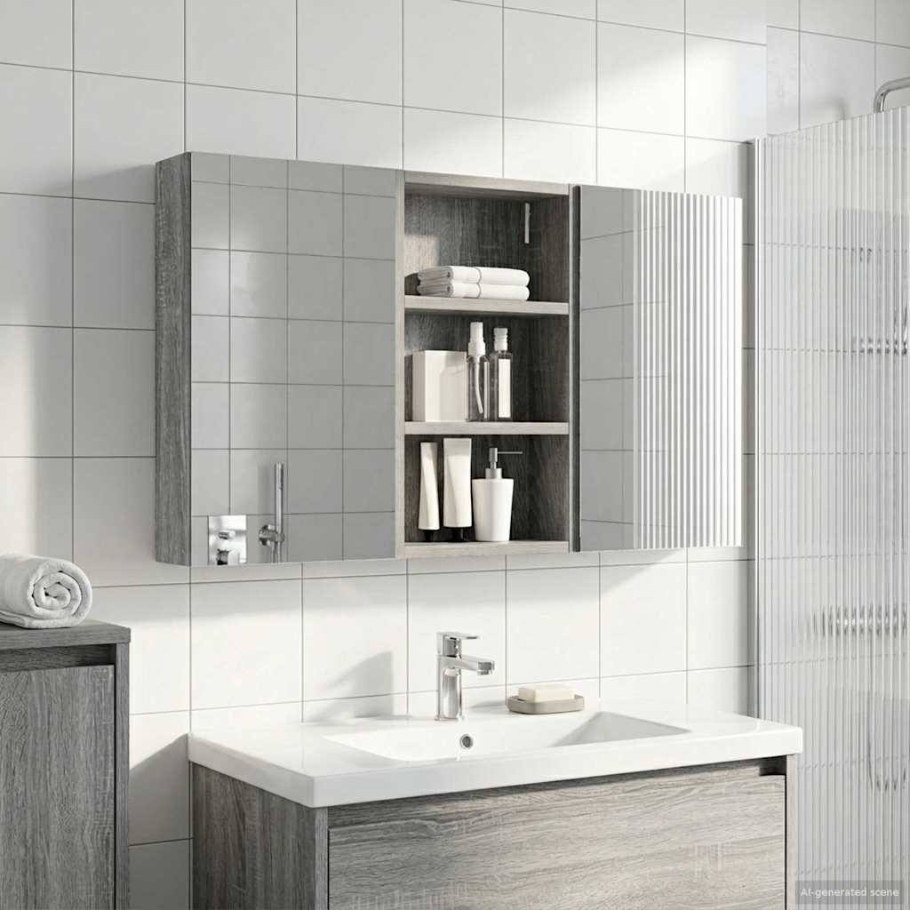 Kylpyhuoneen kaappisetti 3 pcs 90 x 10,5 x 50 cm Tekninen puu