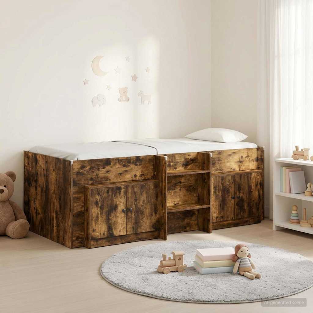 Loft-sängyn kehys kaapilla ovella 3 pcs Savutammi Tekninen puu