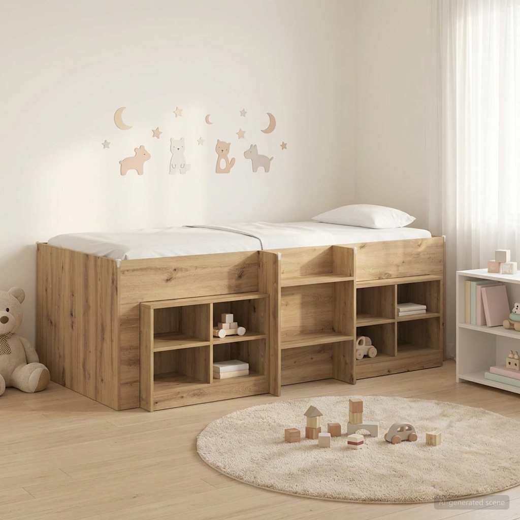 Loft-sängyn kehys kaapilla 3 kpl Artisaanitammi Tekninen puu