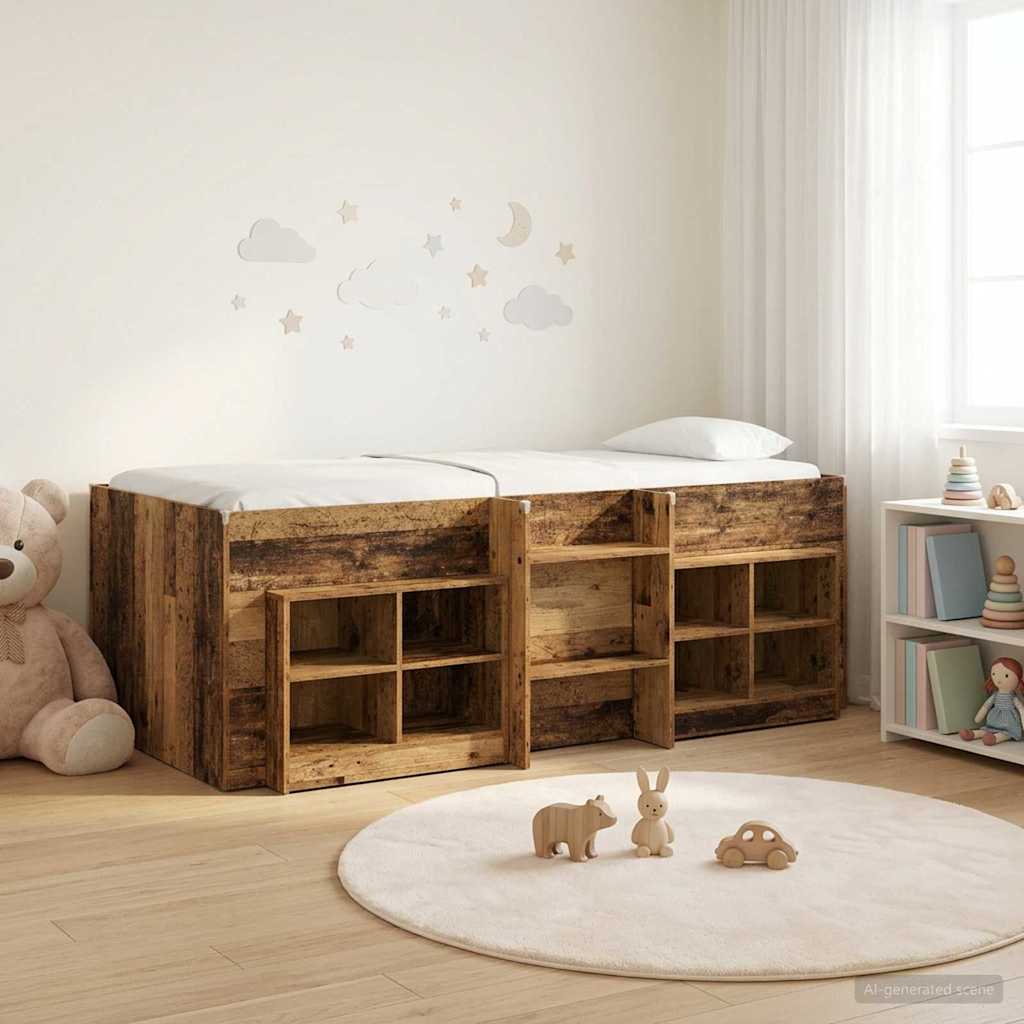 Loft-sängyn kehys kaapilla 3 kpl Vanha puu Tekninen puu