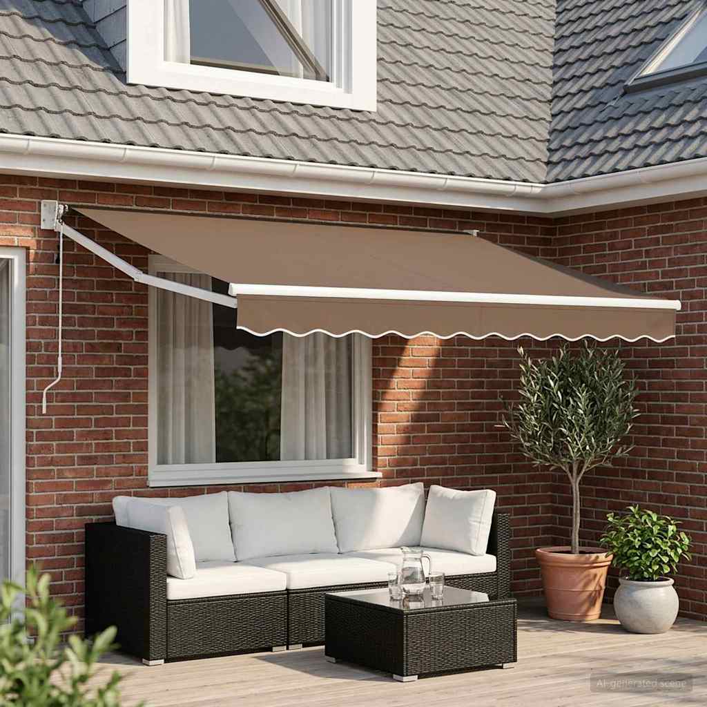 Aurinkovarjo Taupe 3 x 2 m Polyesteri ja metalli