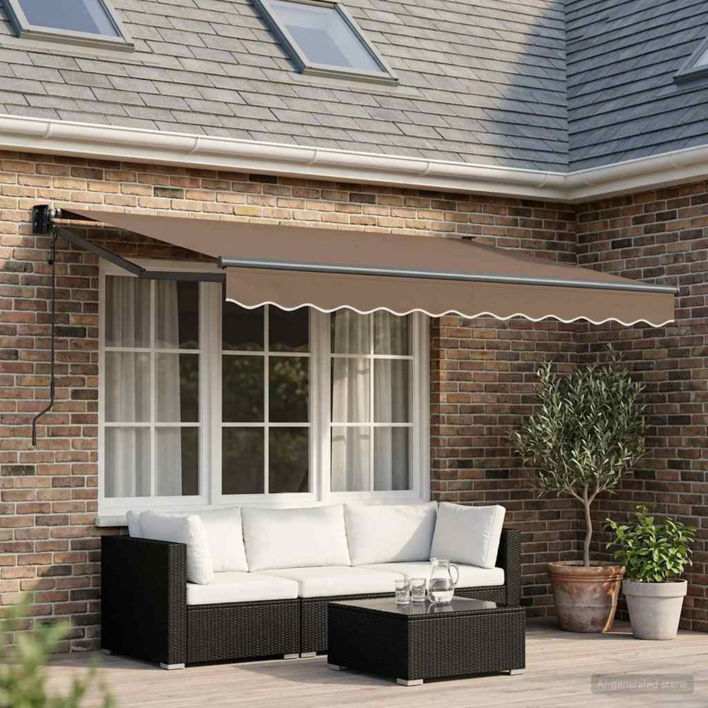 Aurinkovarjo Taupe 3 x 2 m Polyesteri ja metalli
