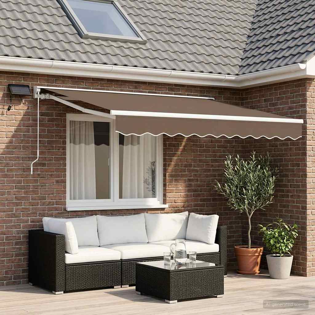Manuaalinen markiisin runko LED-valoilla Taupe 3 x 2,5 m