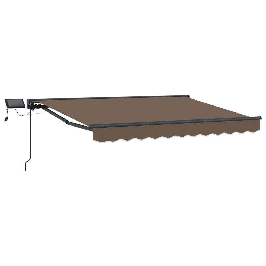 Manuaalinen markiisin runko LED-valoilla Taupe 5 x 3 m