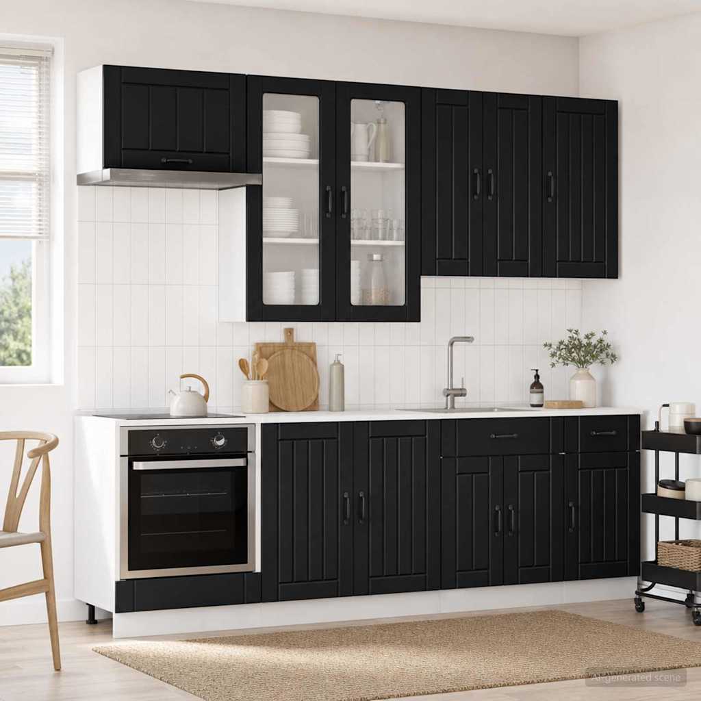 Keittiö Yksikkö LUCCA 8 pcs Musta Tekninen puu