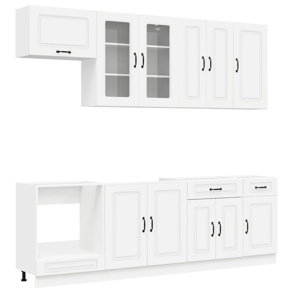 Kaappisarja laatikon kanssa ovella 8 pcs Valkoinen Tekninen puu