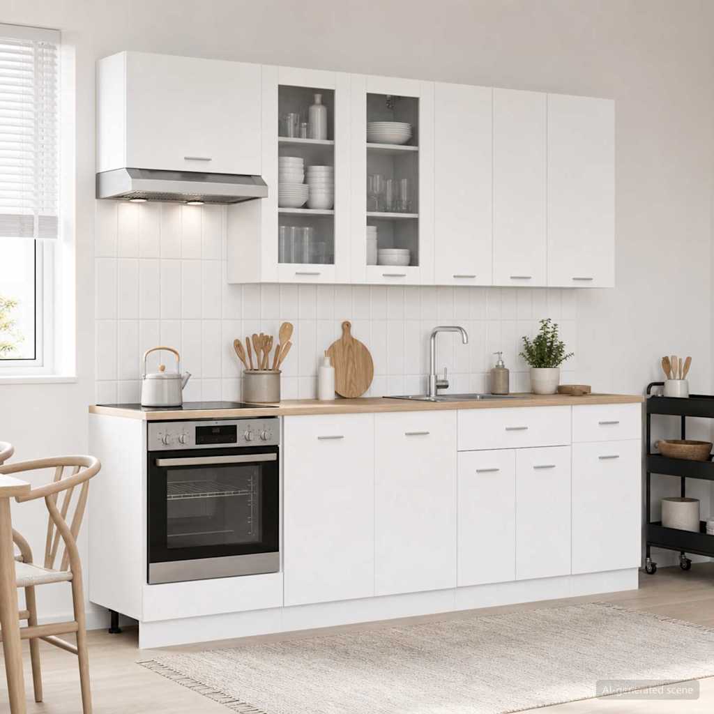 Keittiö Yksikkö LYON 8 pcs valkoinen Tekninen puu