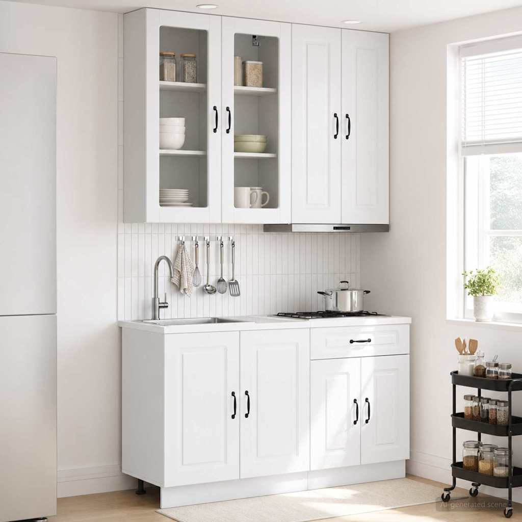 Keittiö Yksikkö KALMAR 4 pcs Korkeakiiltoinen valkoinen