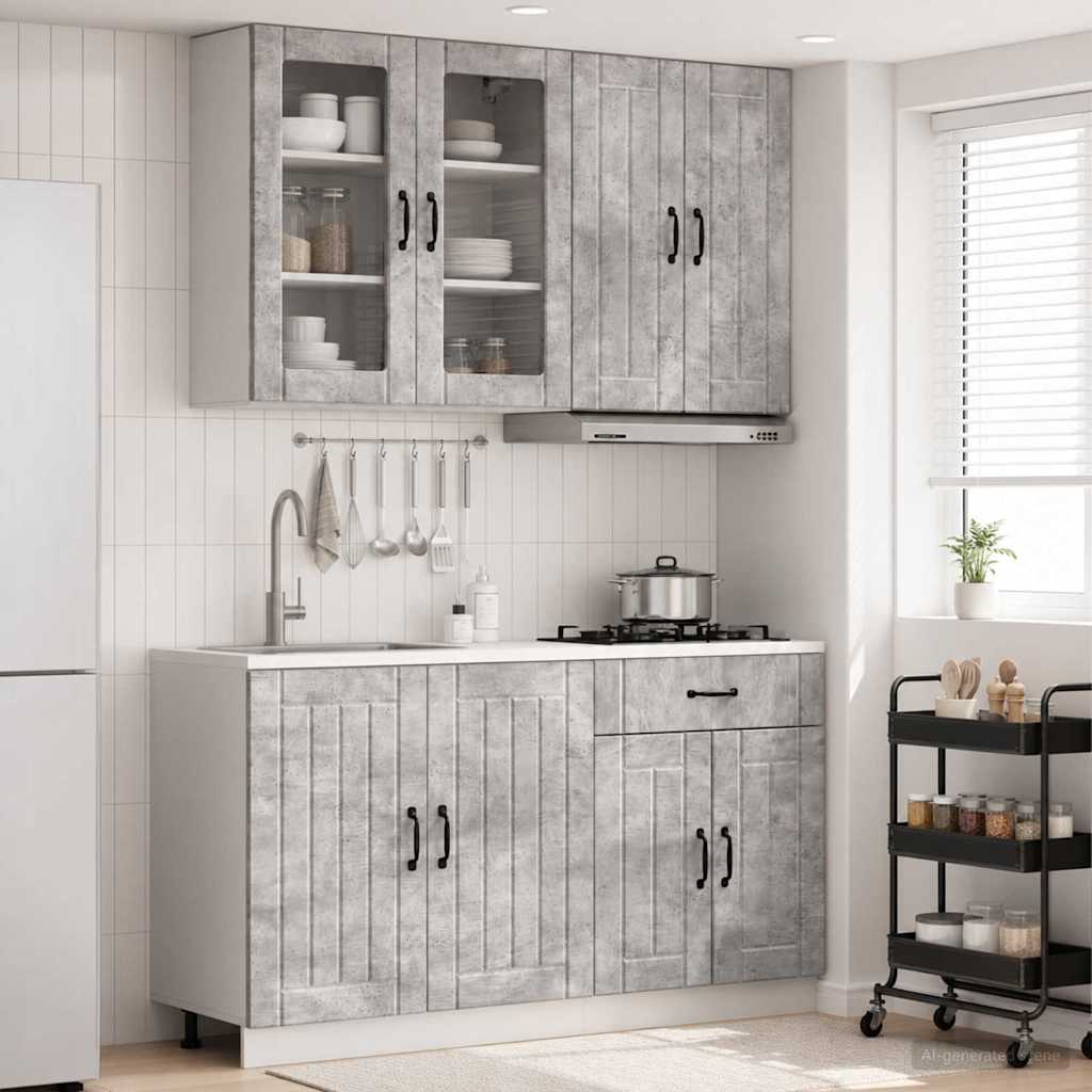 Keittiö Yksikkö LUCCA 4 pcs Betoninharmaa Tekninen puu