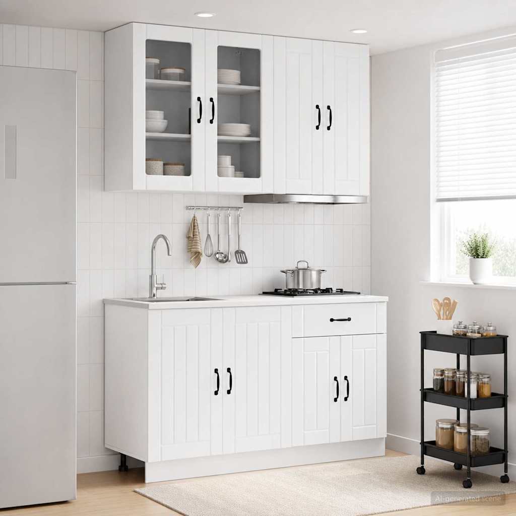 Keittiö Yksikkö LUCCA 4 pcs Korkeakiiltoinen valkoinen