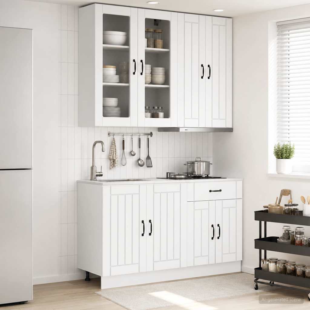 Keittiö Yksikkö LUCCA 4 pcs valkoinen Tekninen puu