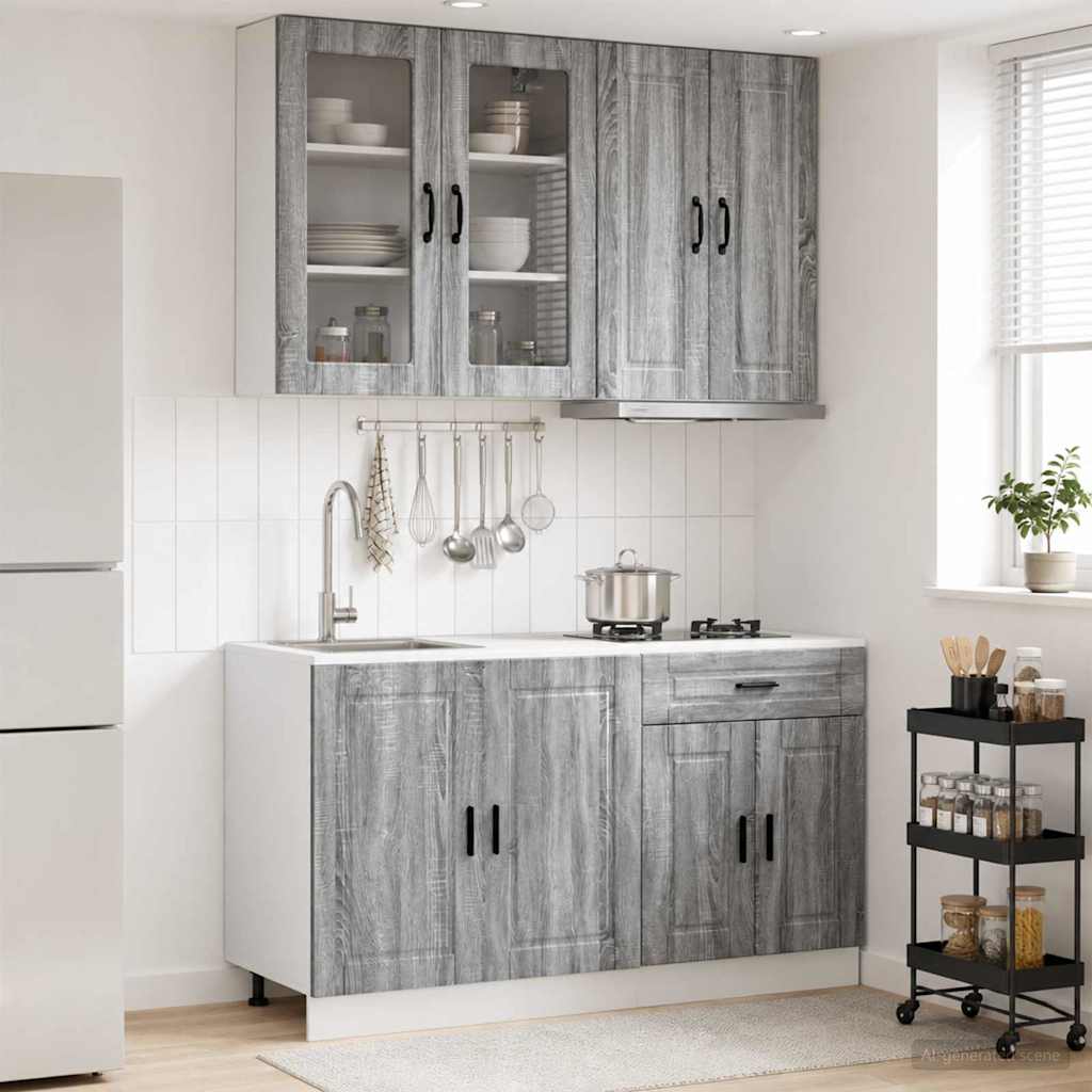 Keittiö Yksikkö PORTO 4 pcs Harmaa Sonoma Tekninen puu