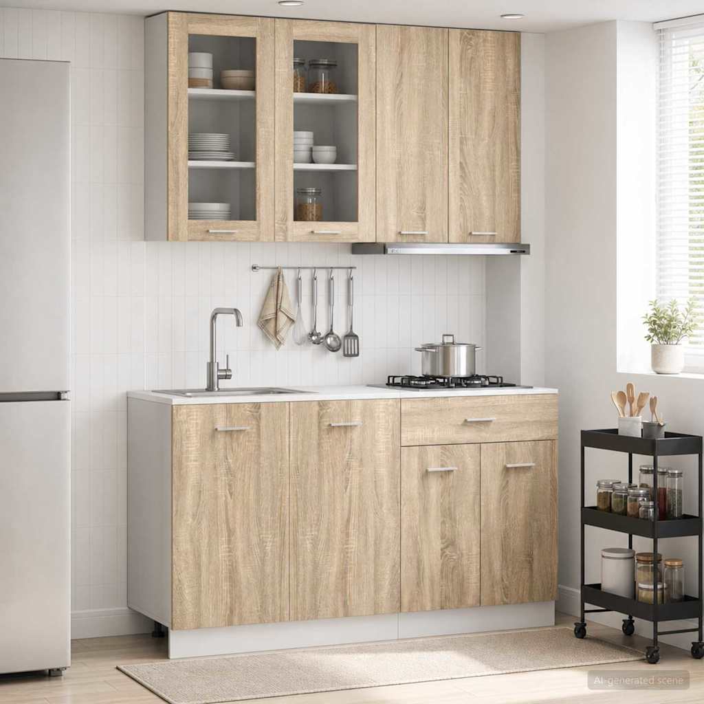 Keittiö Yksikkö LYON 4 pcs Sonoma-tammi Tekninen puu